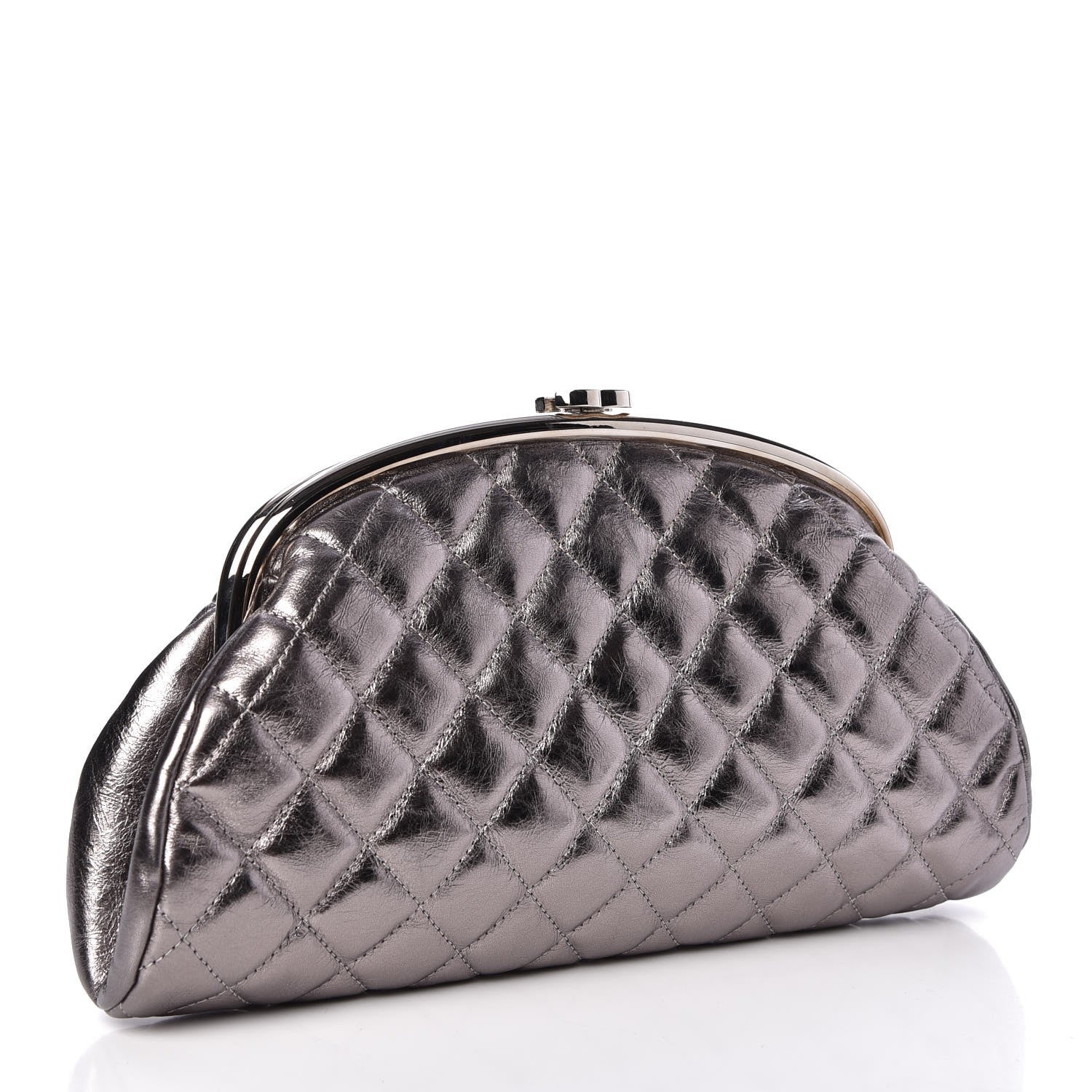 Chanel Metallic Aged Calfskin Quilted Timeless Clutch Silver 3 of 7