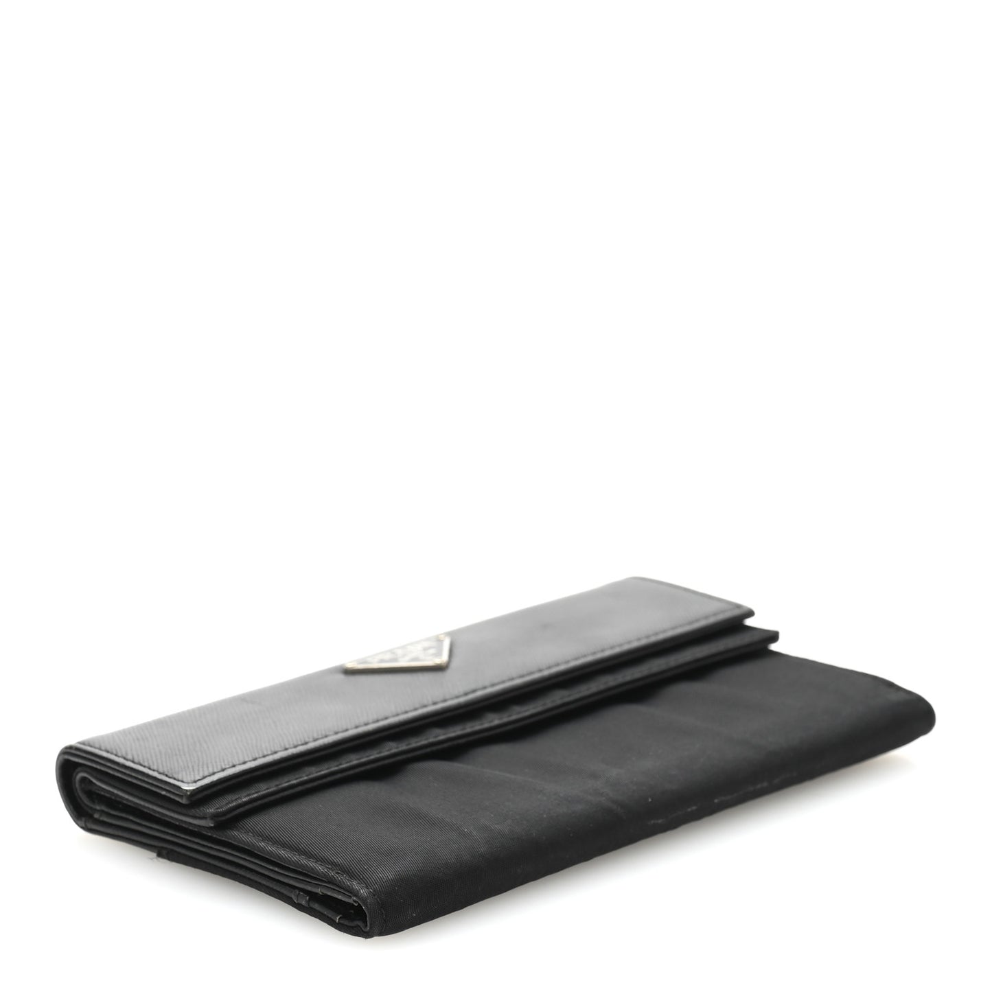 Saffiano Tessuto Nylon Saffiano Tri-Fold Wallet Black