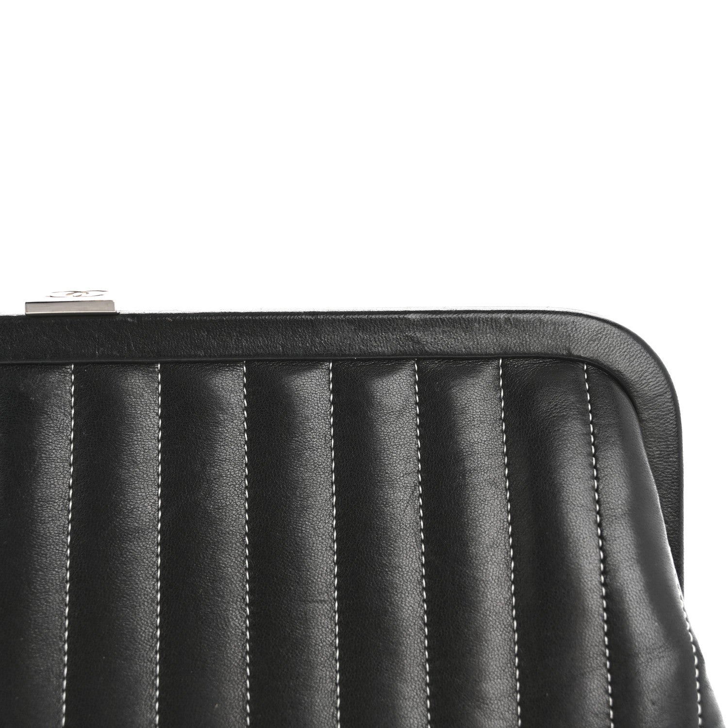 Chanel Lambskin Vertical Quilted Mademoiselle Clutch Black 10 of 10