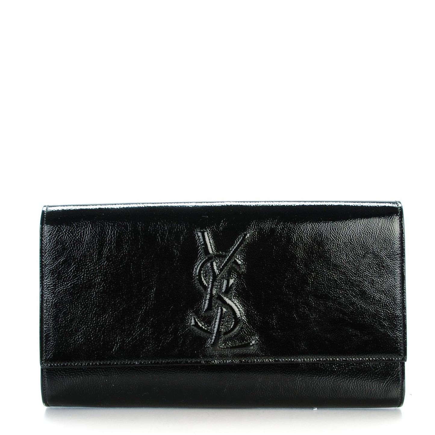 Textured Patent Monogram Large Belle De Jour Clutch Black