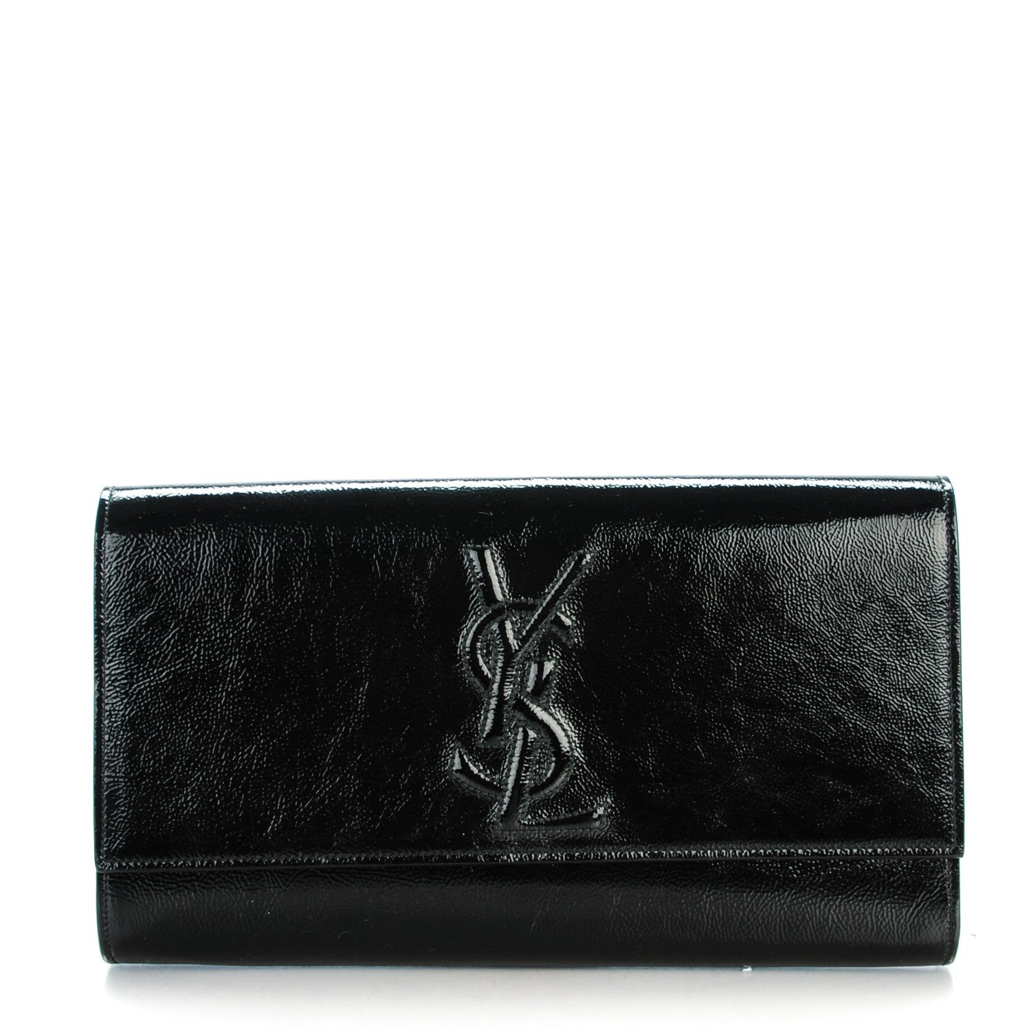 Saint Laurent Textured Patent Monogram Large Belle De Jour Clutch Black 1 of 7