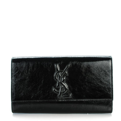 Saint Laurent Textured Patent Monogram Large Belle De Jour Clutch Black 1 of 7