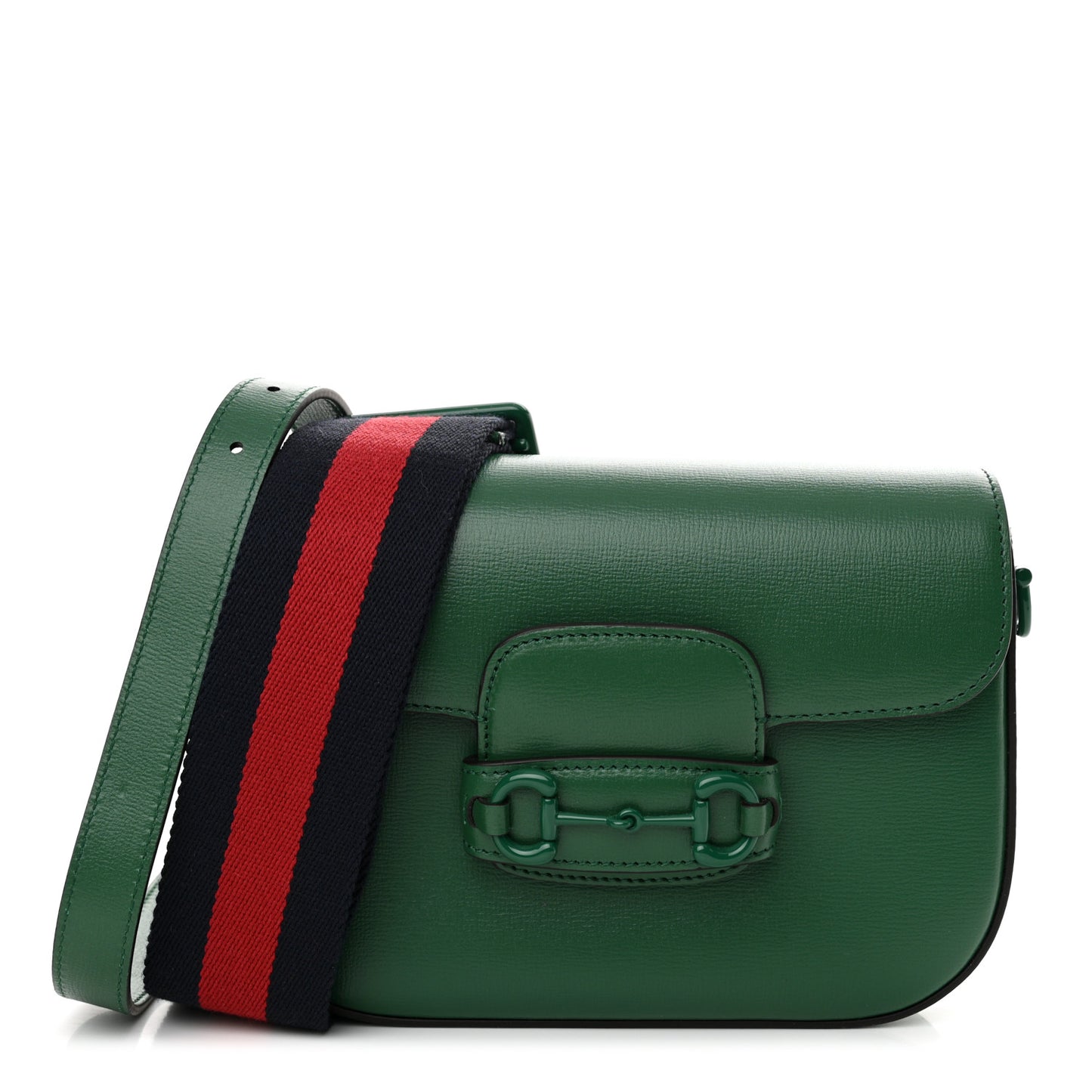 Azalea Calfskin Web Monochrome Horsebit 1955 Shoulder Bag Emerald