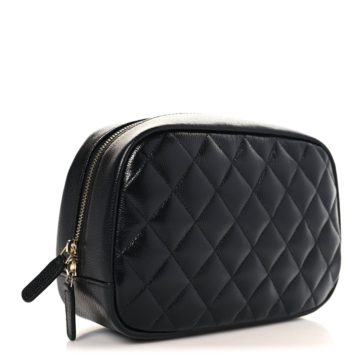 Caviar Quilted Medium Curvy Pouch Cosmetic Case Black