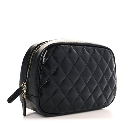 Chanel Caviar Quilted Medium Curvy Pouch Cosmetic Case Black 3 of 8