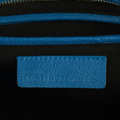 Alexander McQueen Pebbled Calfskin Small Skull Padlock Zip Around Tote Blue 6 of 9