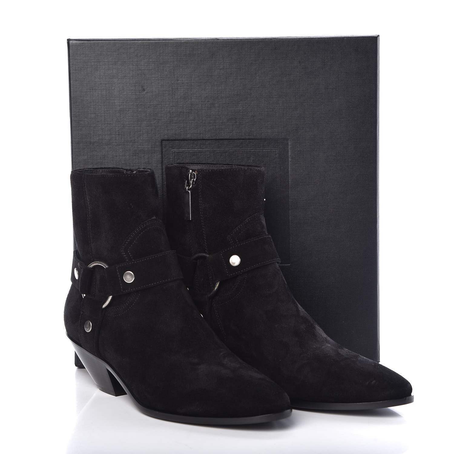 Saint Laurent Suede West Harness Ankle Booties 39 Black 8 of 8
