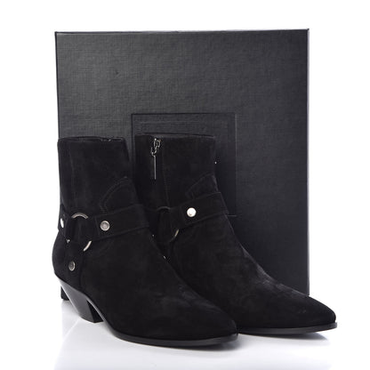 Saint Laurent Suede West Harness Ankle Booties 39 Black 8 of 8