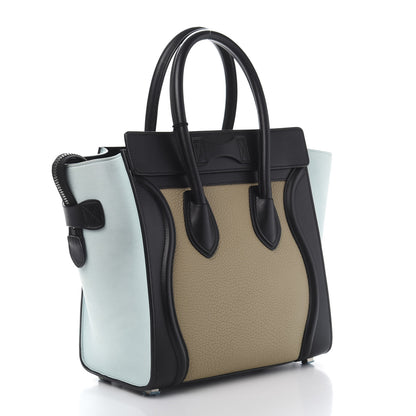 Celine Drummed Calfskin Micro Tri-Color Luggage Antartic 2 of 11