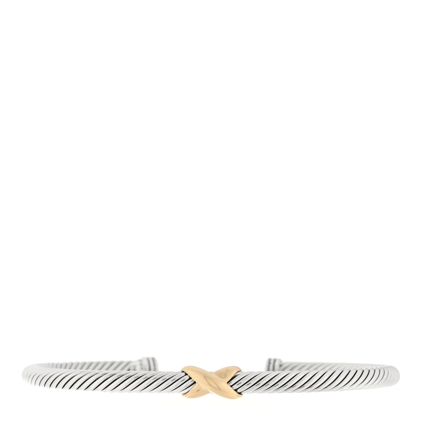 Sterling Silver 18K Yellow Gold 4mm X Station Cable Bracelet