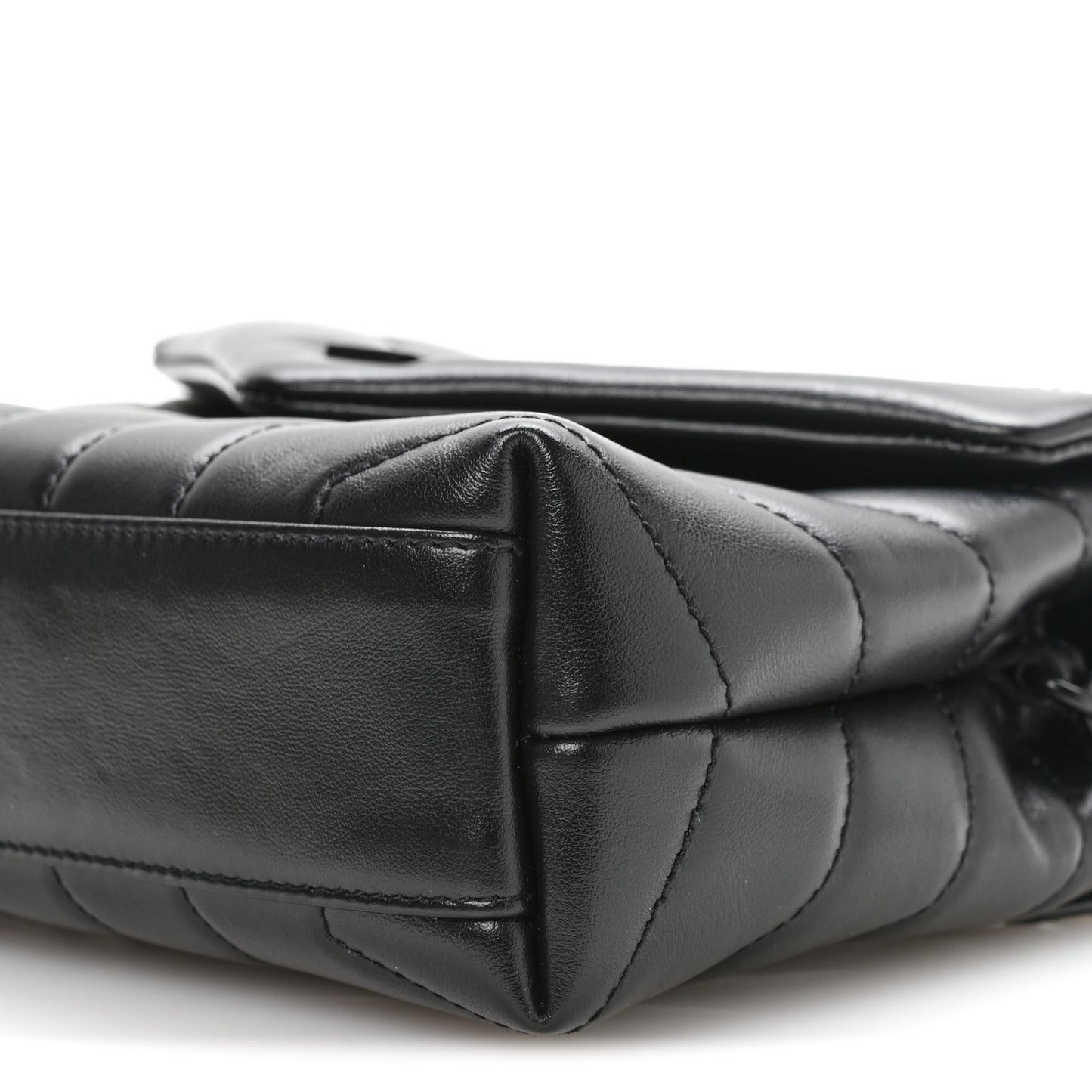 Calfskin Y Quilted Monogram Monochrome Toy Loulou Crossbody Bag Black