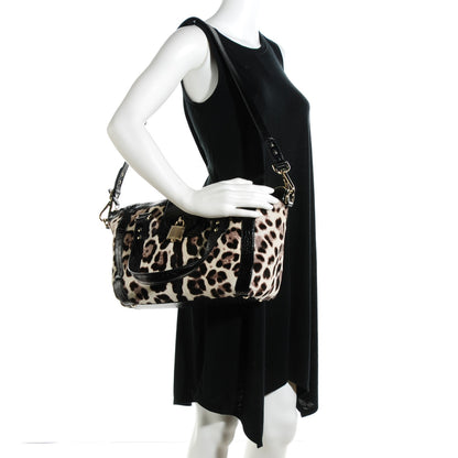 Jimmy Choo Crocodile Embossed Pony Hair Leopard Print Satchel Black 2 of 7