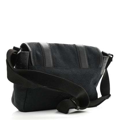 Gucci Monogram Small Double Buckle Flap Messenger Bag Black 3 of 16
