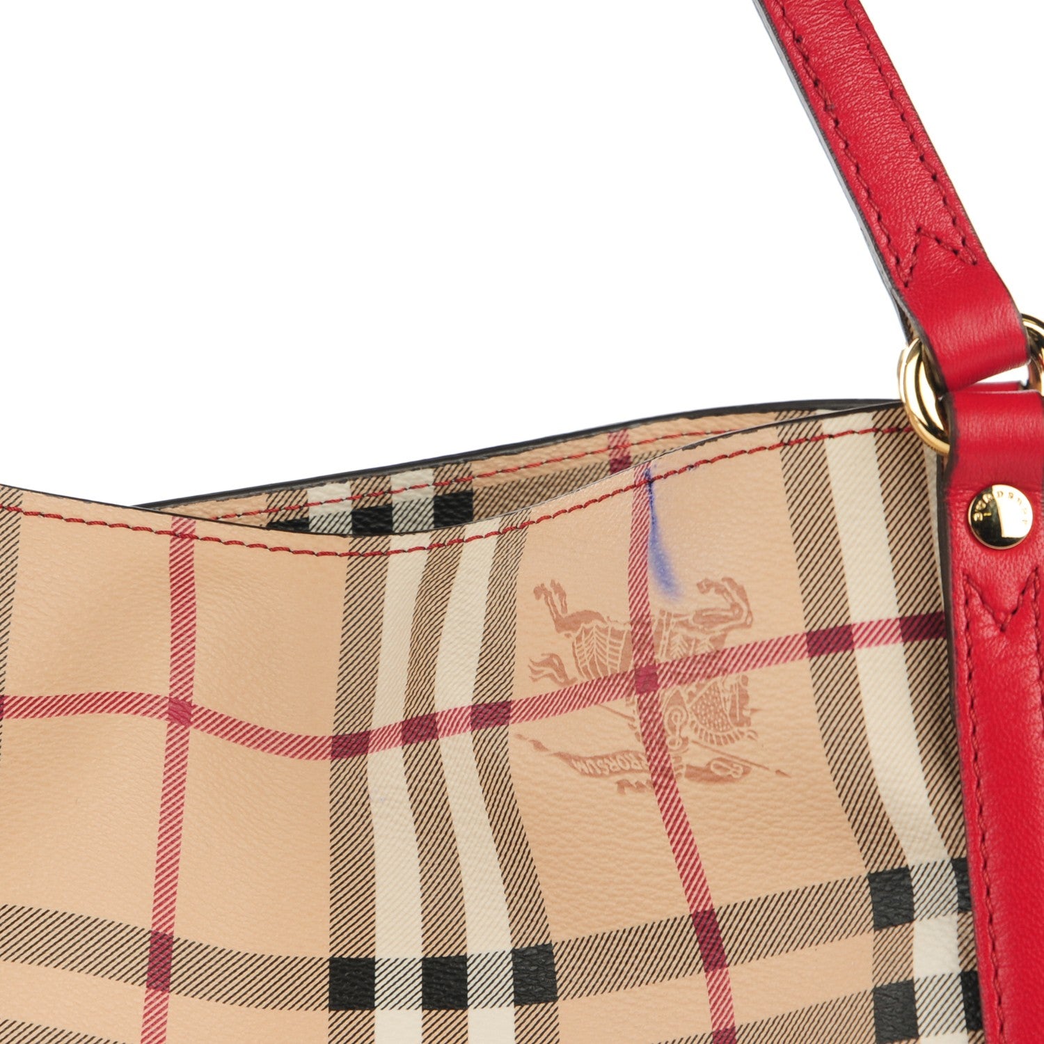 Burberry Haymarket Check Small Canterbury Tote Military Red 5 of 9