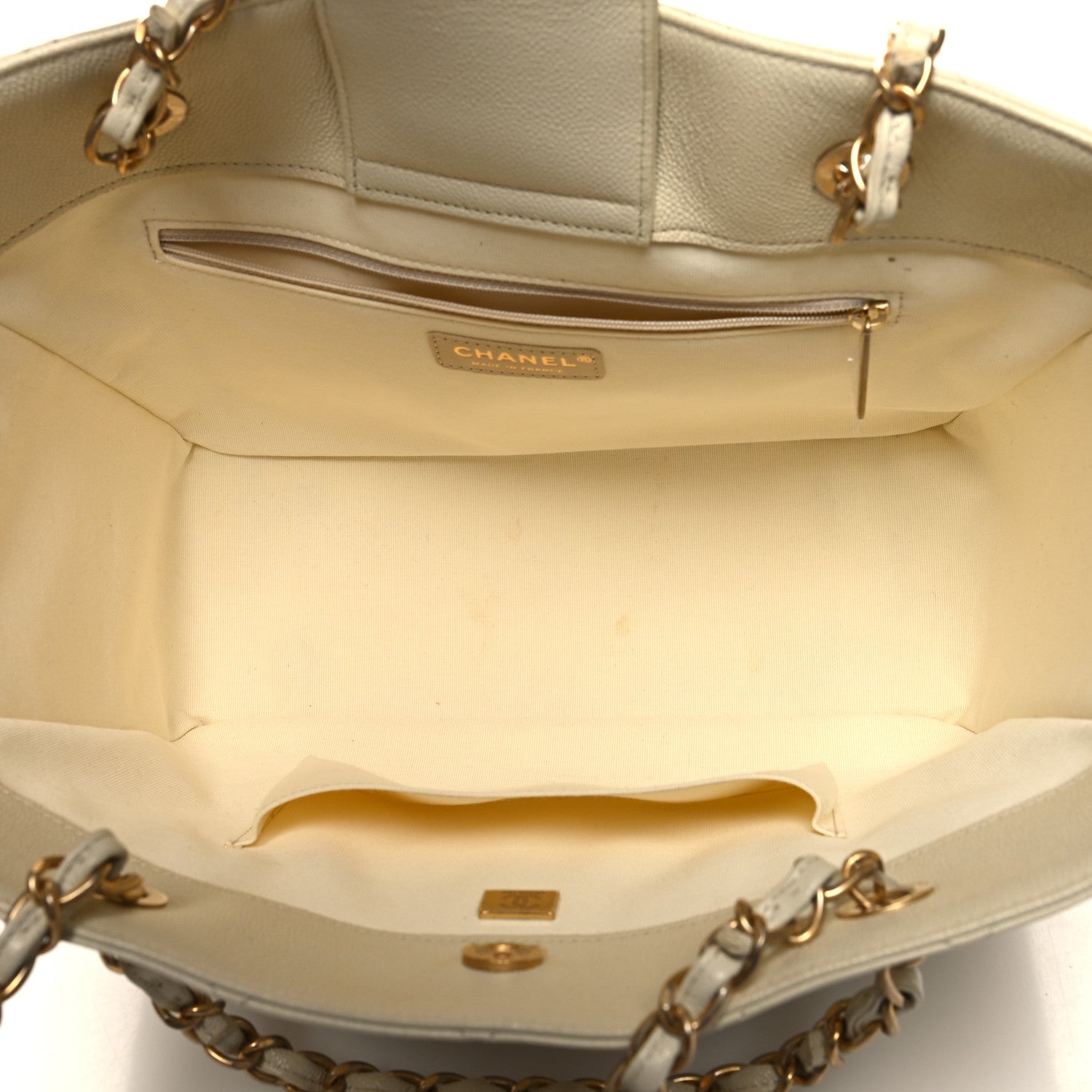Chanel Caviar Quilted Small Shopping Tote White 5 of 10