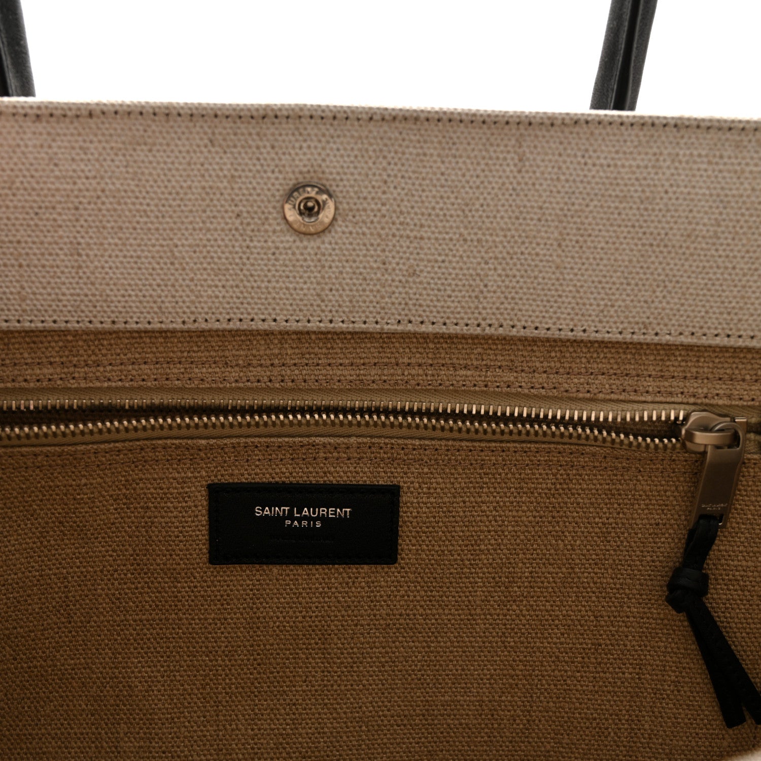 Saint Laurent Linen Calfskin Rive Gauche Tote Optic White 6 of 9