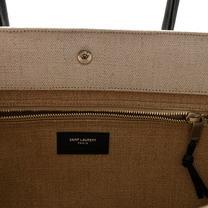 Saint Laurent Linen Calfskin Rive Gauche Tote Optic White 6 of 9
