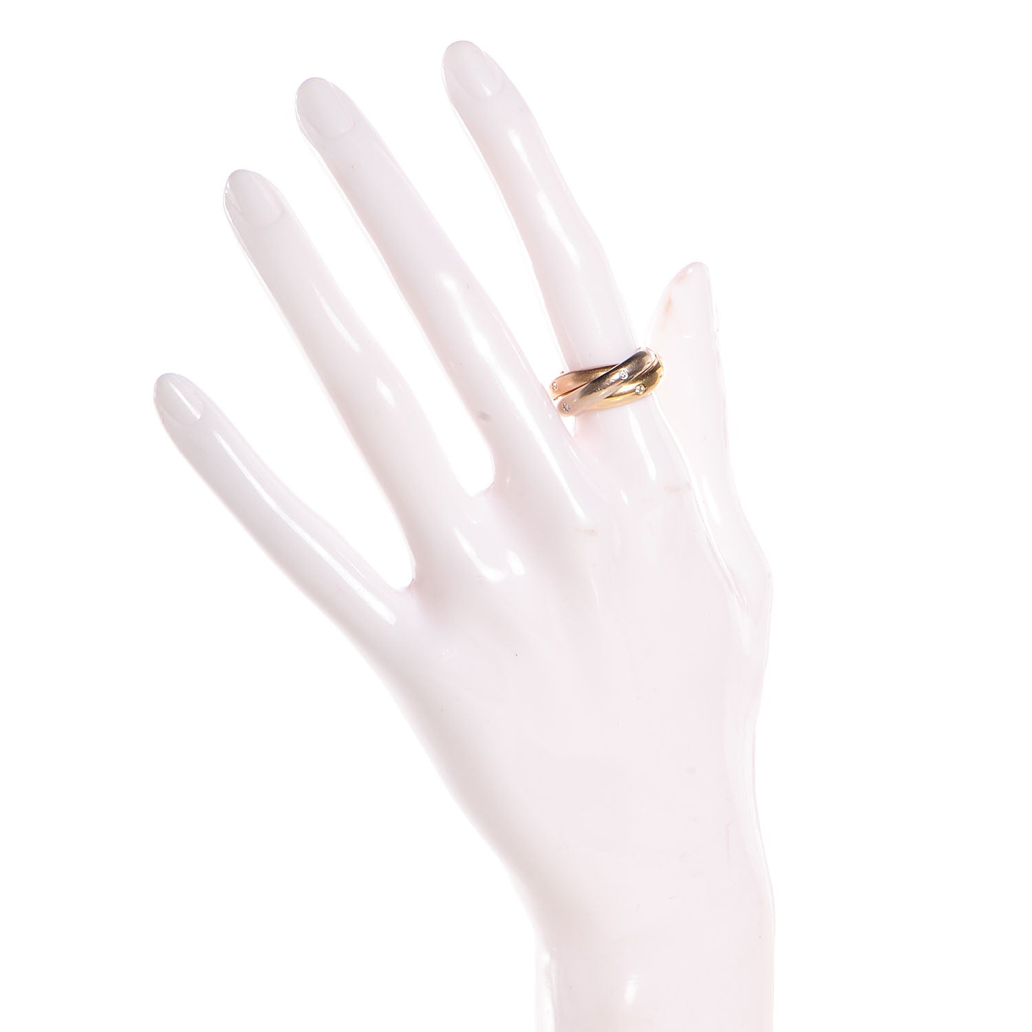Cartier 18k Pink Yellow White Gold Diamond Trinity Ring 51 US 5.75 2 of 5