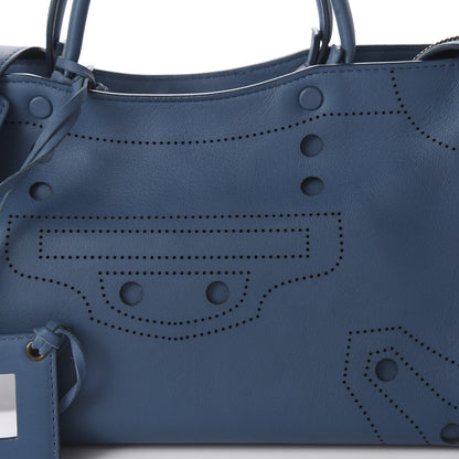 Balenciaga Veau Soyeux Perforated Blackout Hardware S City Bleu Canard 10 of 10