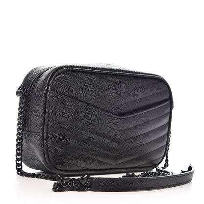 Saint Laurent Grain De Poudre Matelasse Monogram Mini Lou Camera Bag Black 3 of 10