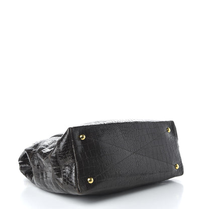 Miu Miu Calfskin Crocodile Embossed St Cocco Shopping Tote Black 5 of 10