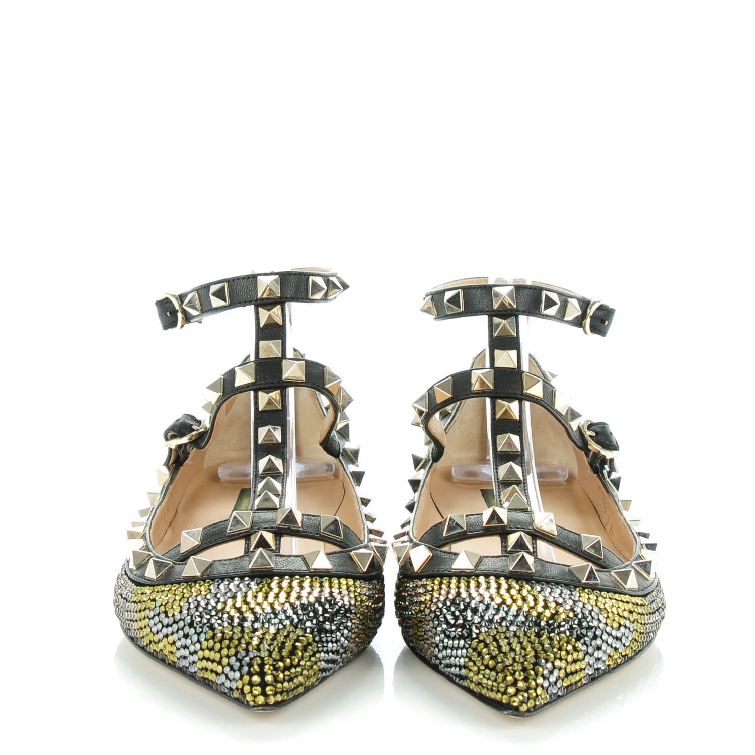 Valentino Garavani Crystal Camouflage Rockstud Cage Ballerina Flats 39 Black 2 of 7