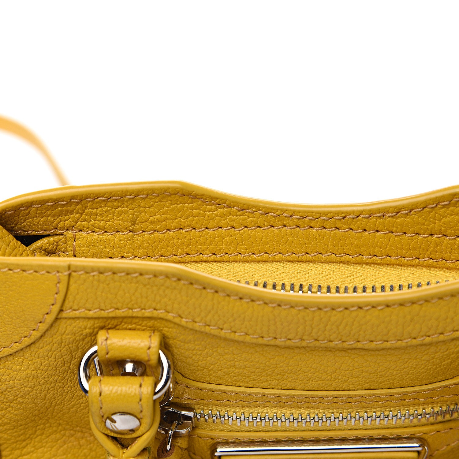 Balenciaga Chevre Silver Metallic Edge Hardware Nano City Jaune Epi 7 of 11