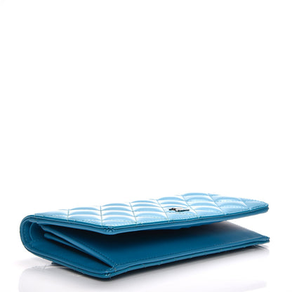 Chanel Patent Quilted Yen Wallet Blue 11 of 14