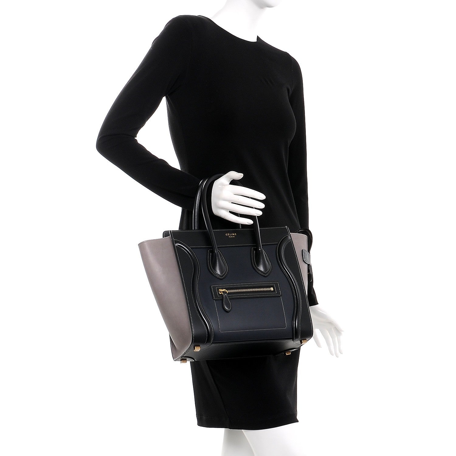 Celine Glazed Calfskin Micro Tri-Color Luggage Dark Blue 2 of 8