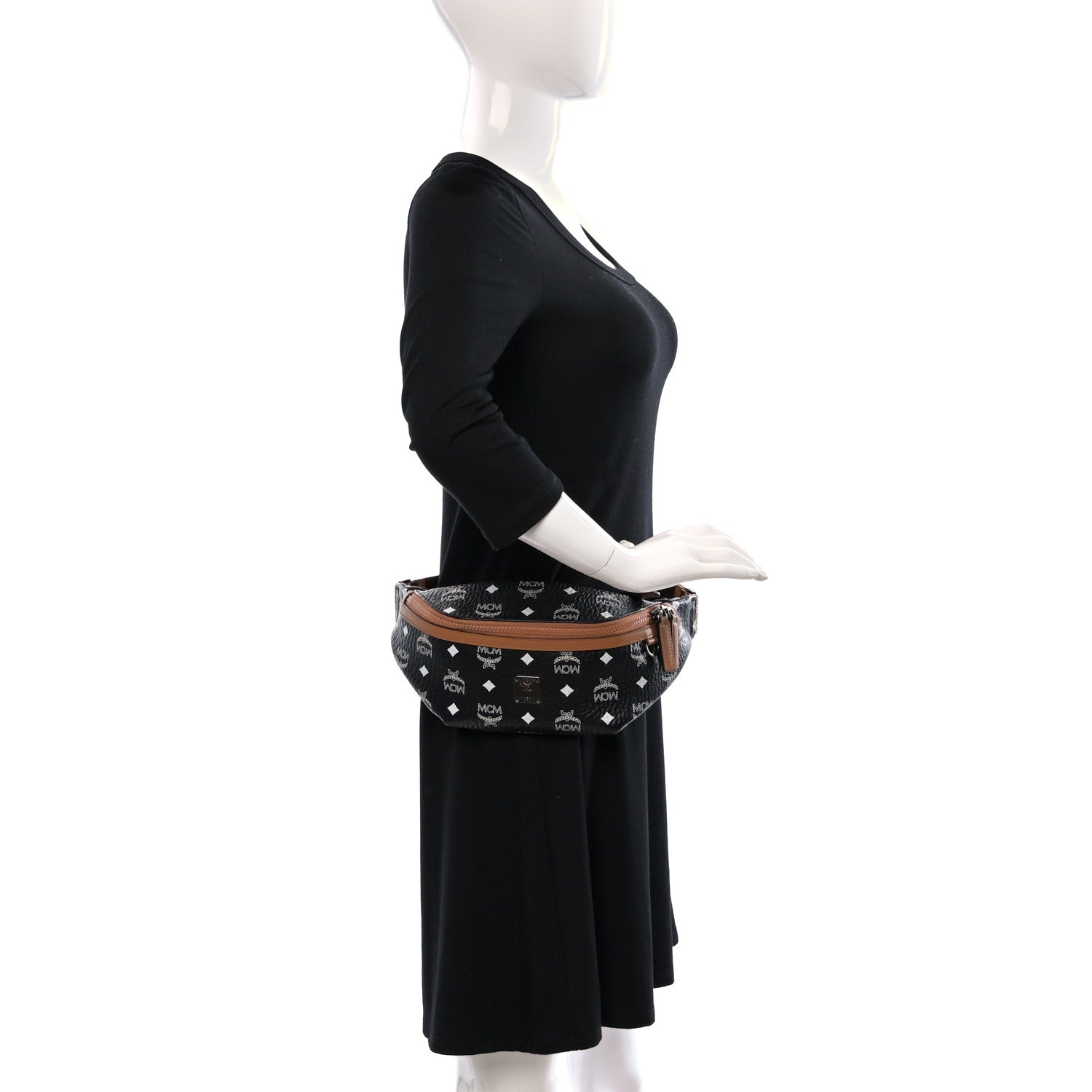 MCM Visetos Small Fusten Belt Bag Black Cognac 2 of 8