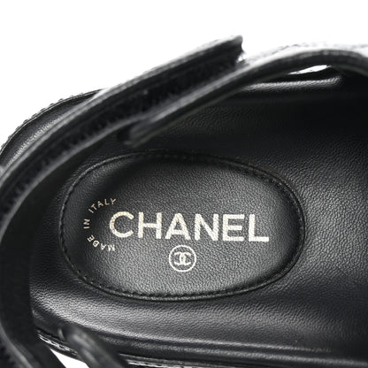Chanel Grained Calfskin Velcro Dad Sandals 38 Black 8 of 10