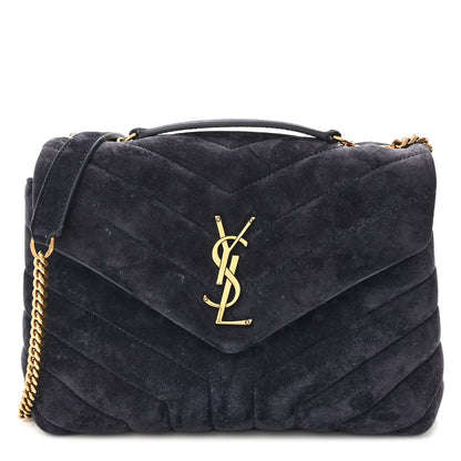 Saint Laurent Velvet Y Quilted Monogram Small Loulou Chain Satchel Medium Blue 1 of 10