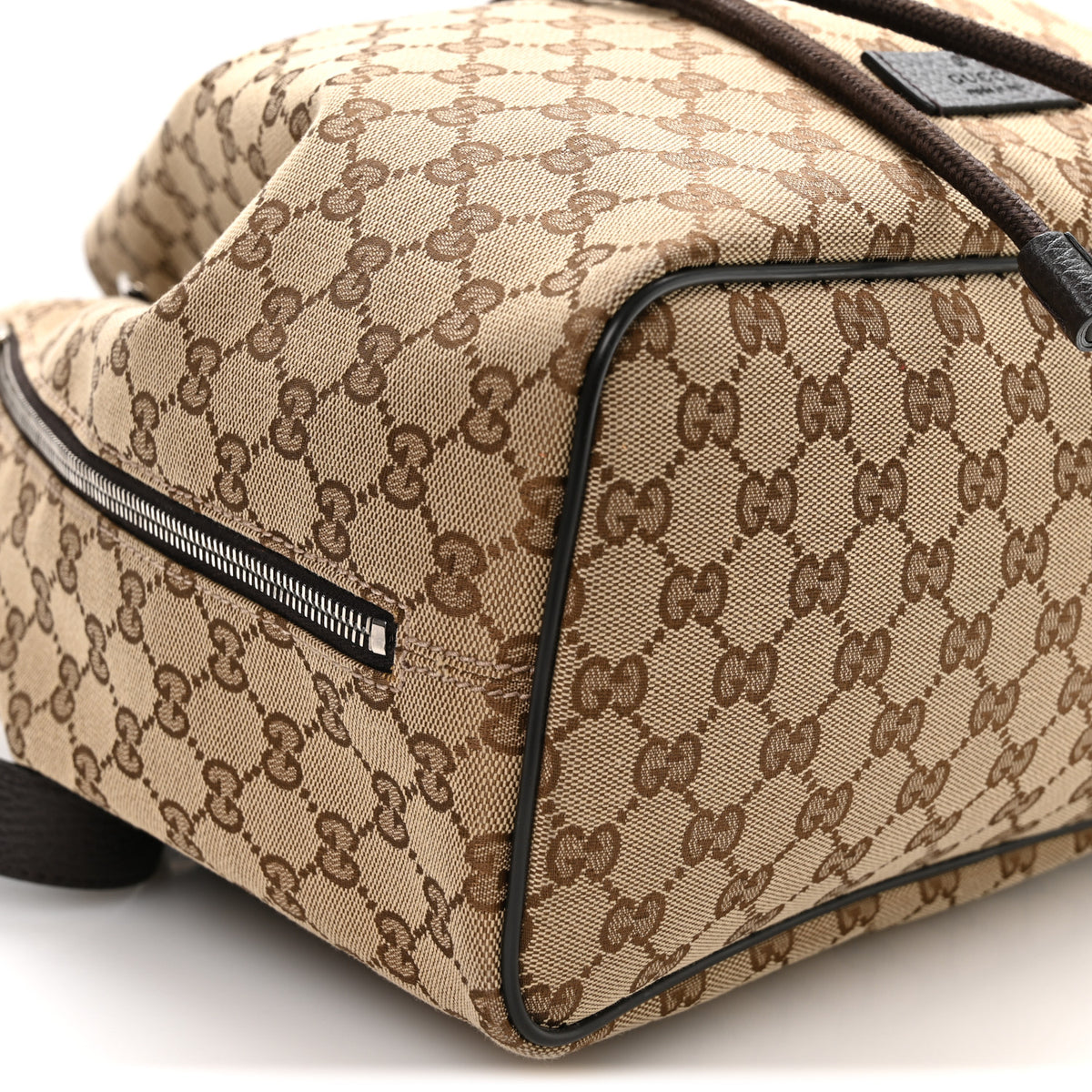 Monogram Dollar Calfskin O Drawstring Backpack Beige Ebony Testa di Moro Dark Chocolate