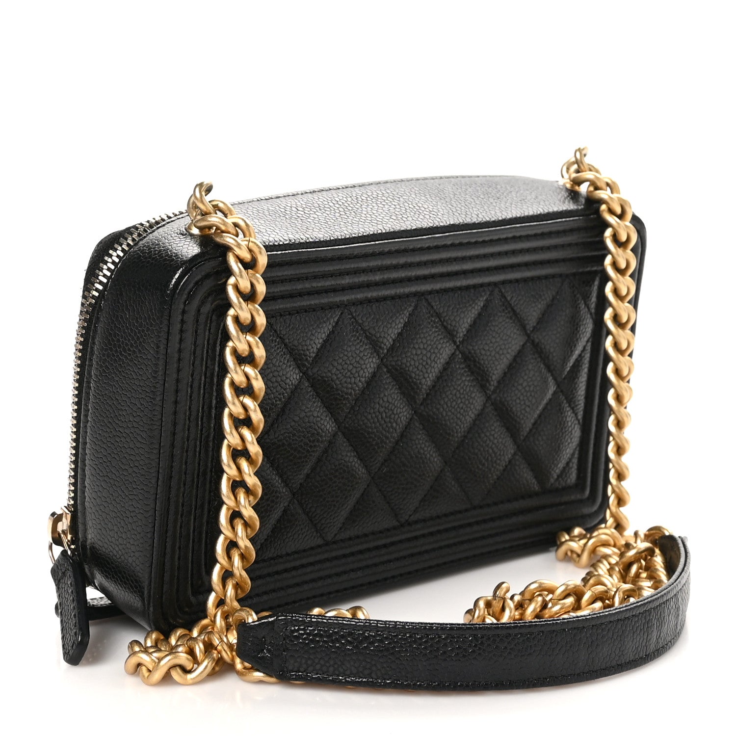 Chanel Caviar Quilted Boy Zip Phone Holder With Chain Black 3 of 11