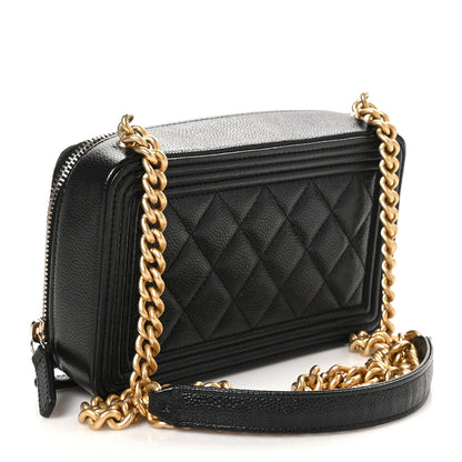 Chanel Caviar Quilted Boy Zip Phone Holder With Chain Black 3 of 11