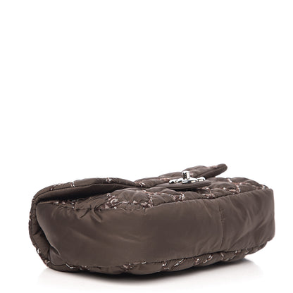 Chanel Nylon Quilted Medium Tweed on Stitch Bubble Flap Dark Brown 3 of 9