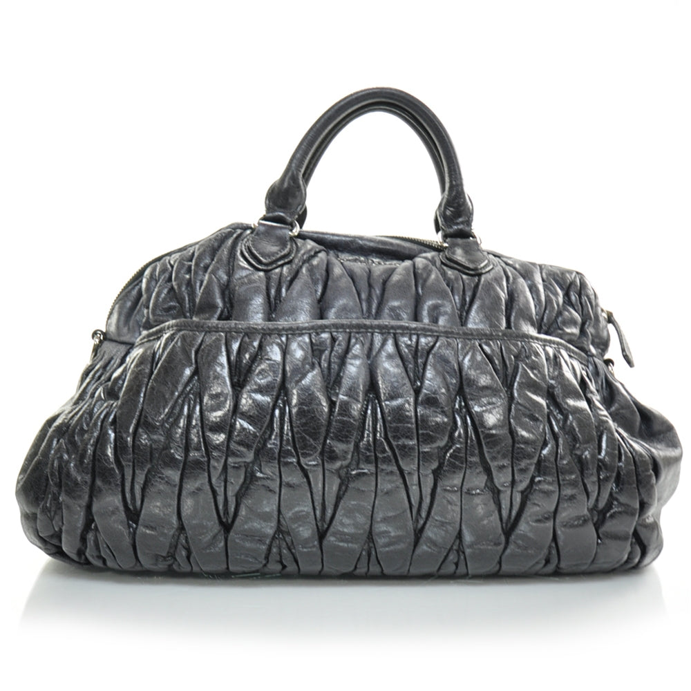 Miu Miu Leather Matelasse Coffer Tote Black 3 of 11