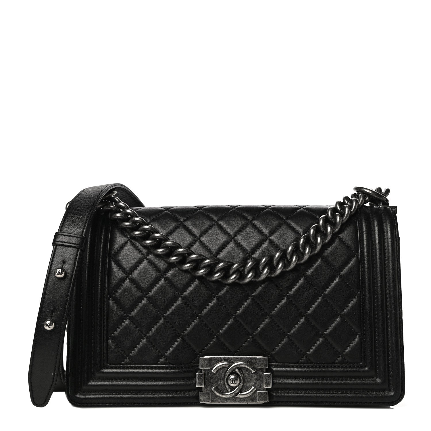 Chanel Lambskin Quilted Medium Boy Flap Black 1 of 15