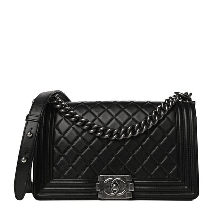 Chanel Lambskin Quilted Medium Boy Flap Black 1 of 15