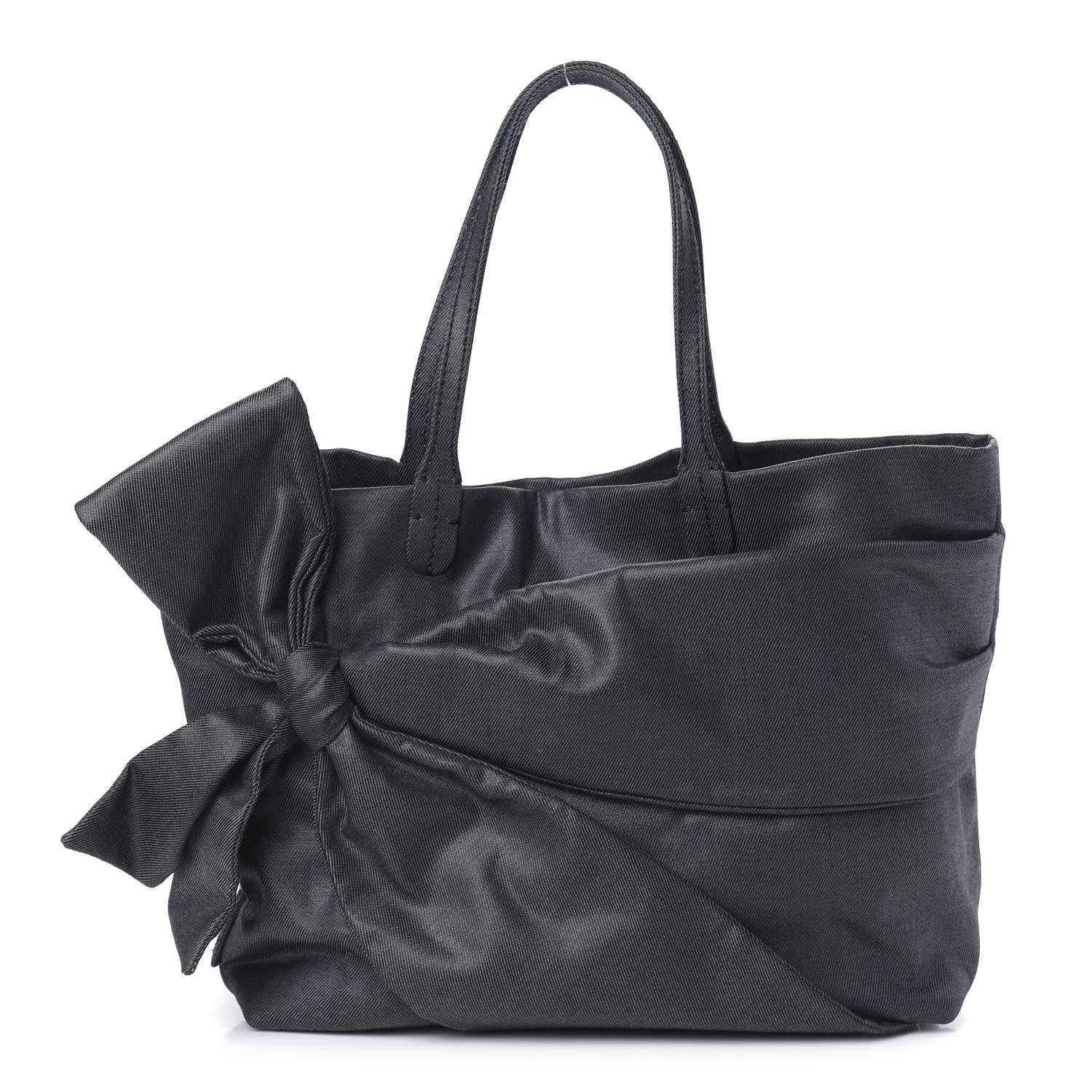 Valentino Garavani Canvas Lacca Bow Tote Black 1 of 9