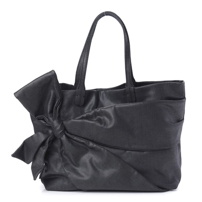 Valentino Garavani Canvas Lacca Bow Tote Black 1 of 9