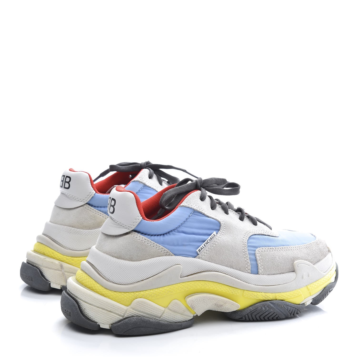 Balenciaga Nylon Suede Womens Triple S 2.0 Sneakers 37 Gris Bleu Rouge 4 of 9