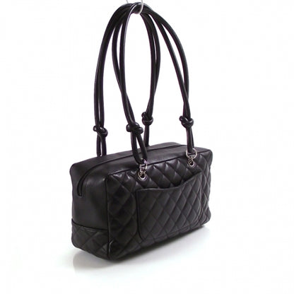 Chanel Calfskin Quilted Large Cambon Bowler Black White 3 of 12
