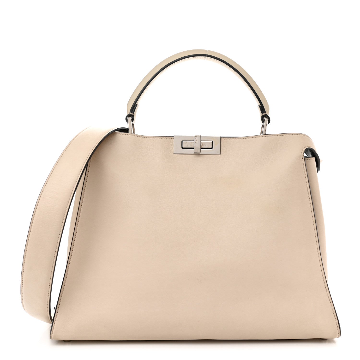 Fendi Vitello Tahiti Burro Large Peekaboo Iconic Essentially Satchel Beige 1 of 15