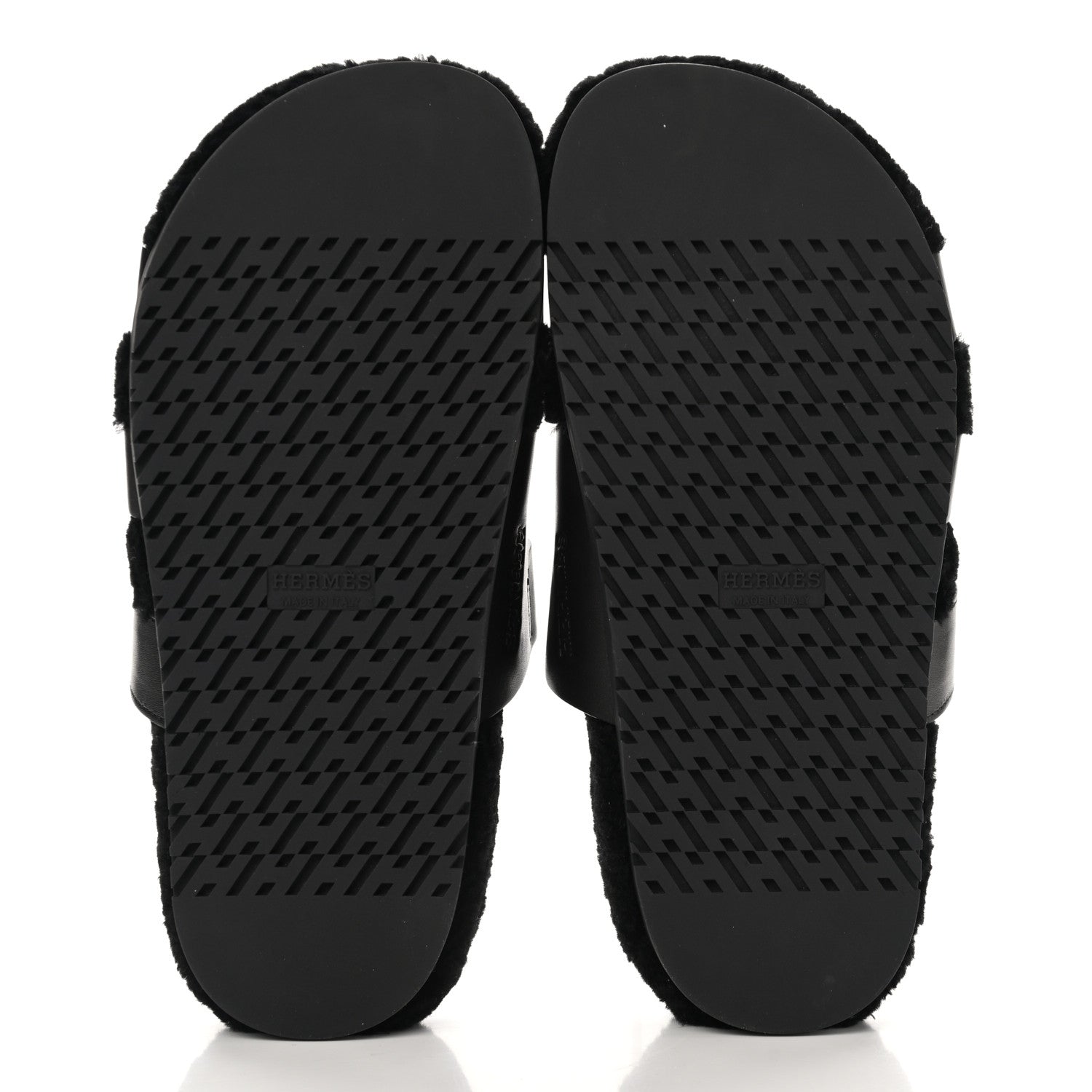 Hermes Calfskin Woolskin Womens Chypre Sandals 38 Black 5 of 9