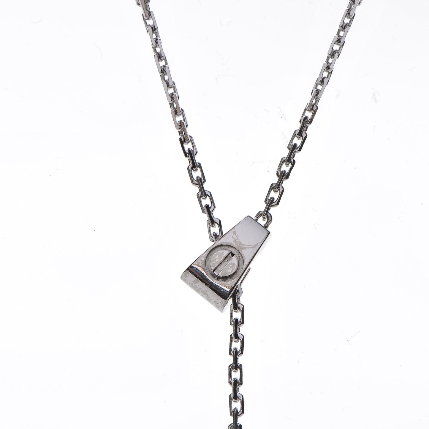 18K White Gold Diamond Lariat Slide Pendant Necklace