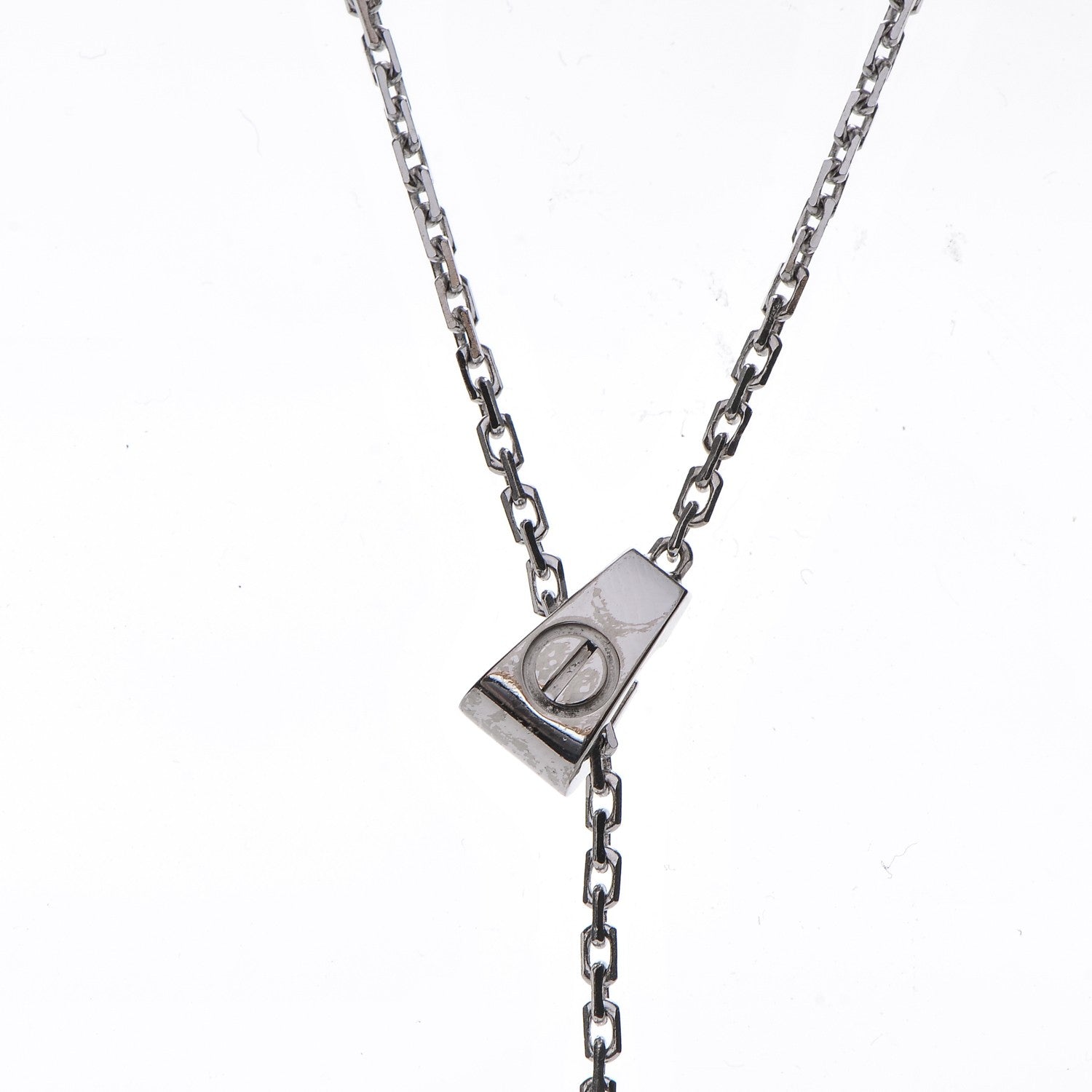 Cartier 18K White Gold Diamond Lariat Slide Pendant Necklace 4 of 9