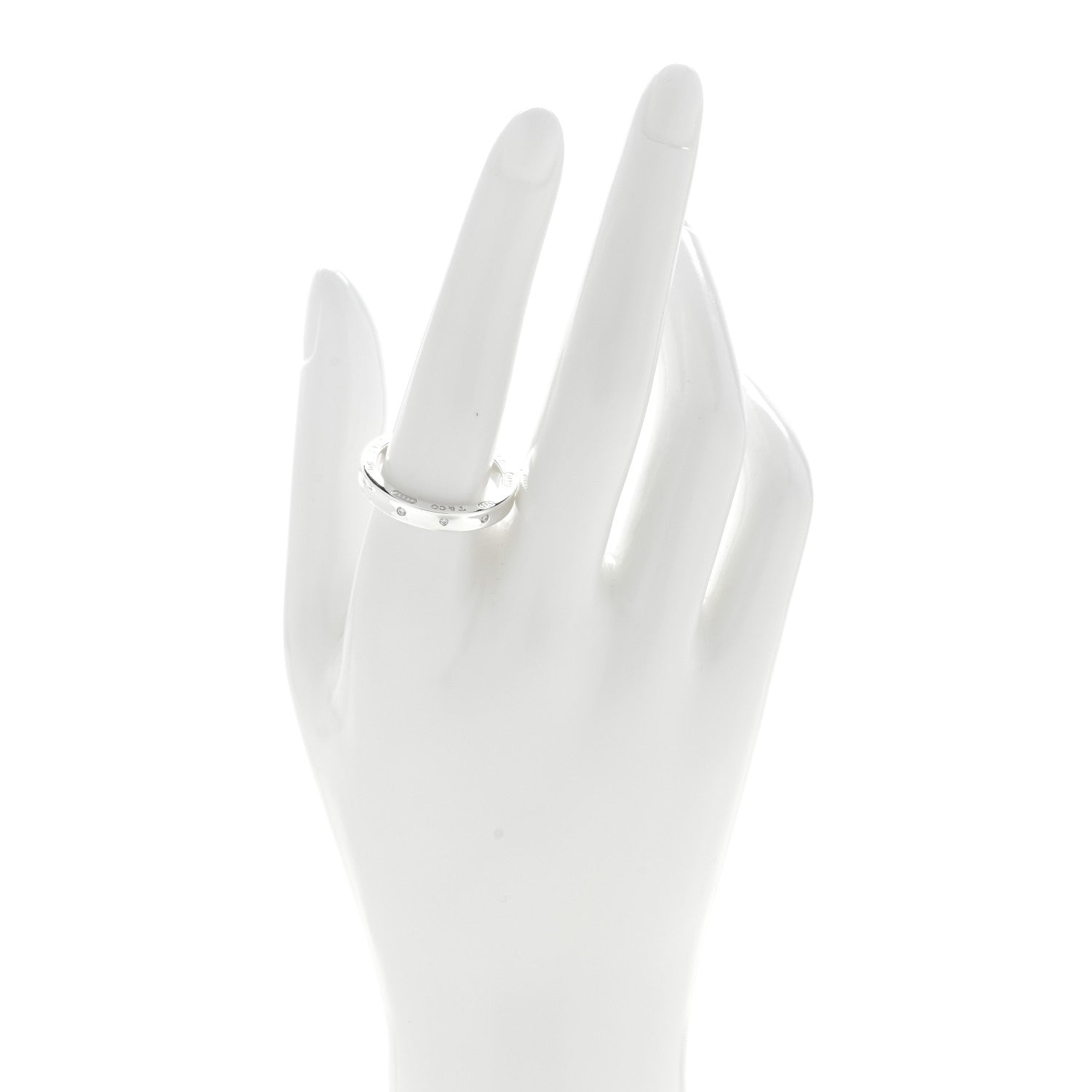 Tiffany Sterling Silver 3 Diamond 1837 Ring 48 4.5 2 of 4