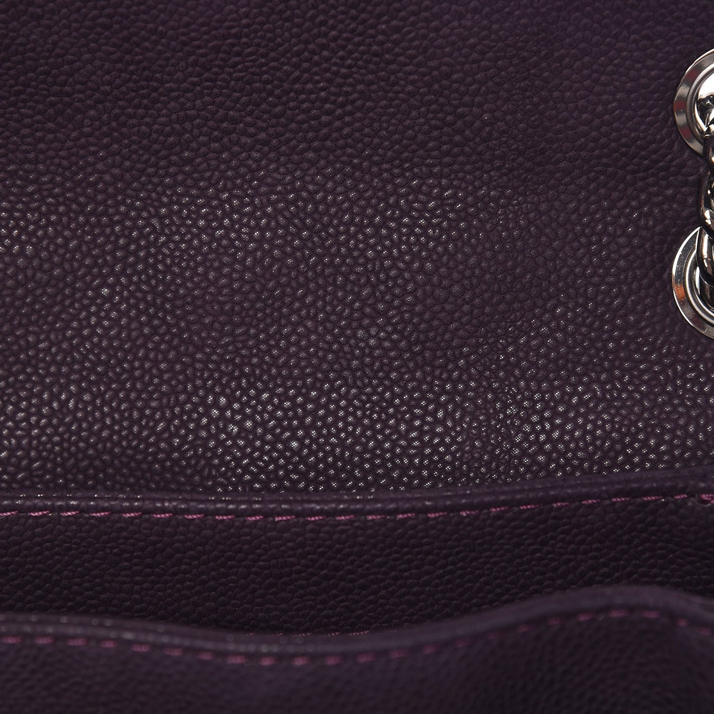 Iridescent Caviar Quilted Medium Lady Pearly Flap Plum