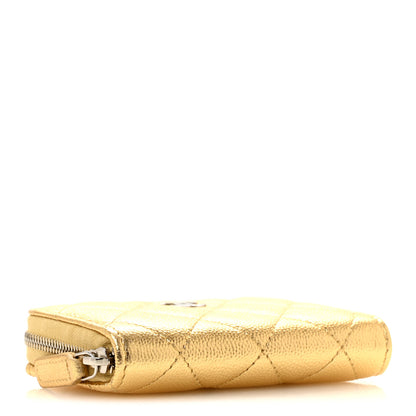 Chanel Metallic Caviar Quilted Zip Coin Purse Gold 4 of 8